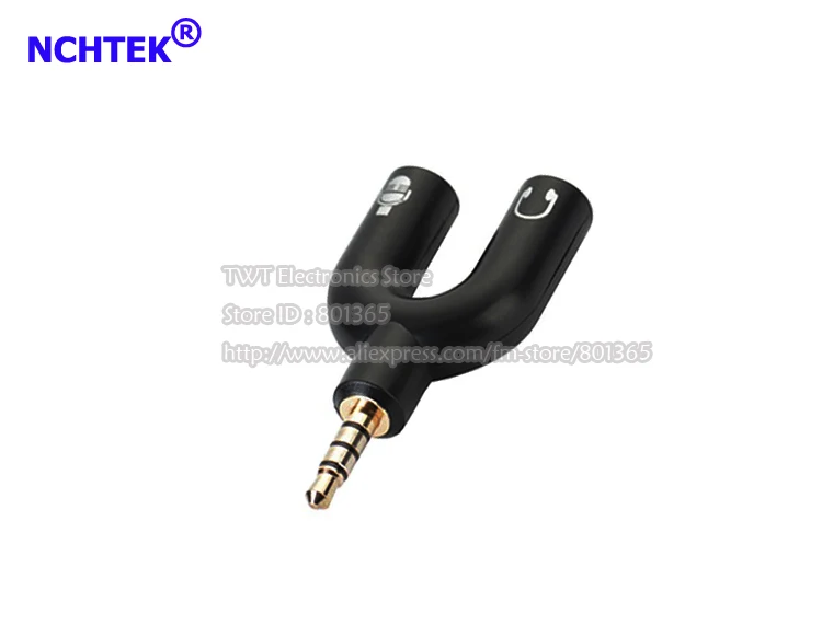 NCHTEK 3.5mm Stereo Male to Dual Female Mic Jack Audio Splitter Adapter/Free shipping/10PCS