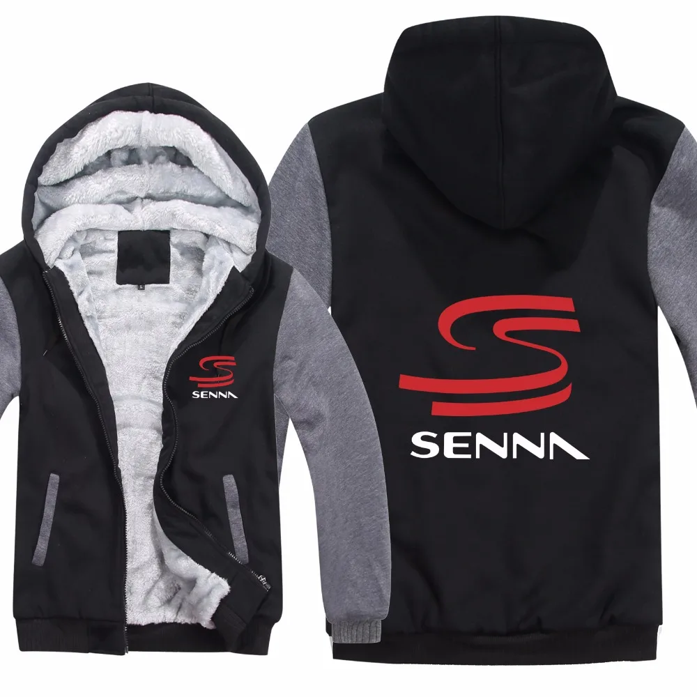 Winter New HERO AYRTON SENNA Hoodies Thick Fleece New Printed Hero Senna Sweatshirt Warm Liner Pullover Men Jacket&Coat