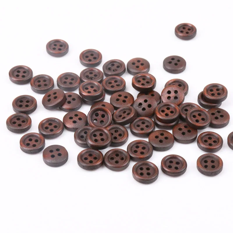 Wooden Dark Brown Round Pattern Buttons Scrapbook Handmade Sewing Home Decoration Accessory DIY 12mm 50pcs MT0574-FD