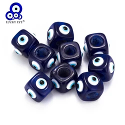 Lucky Eye Blue Evil Eye Resin Square Beads Spacer Beads For Necklace Bracelet Jewelry Making Accessories EY6108
