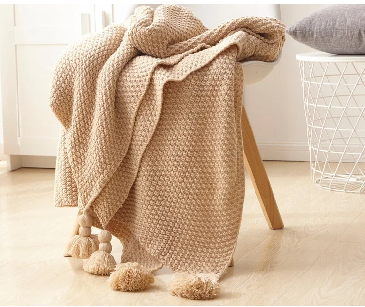 Plain simple air conditioning travel blanket knitted blanket  for bed sofa Home Textile throw blanket Anti-Pilling Portable free