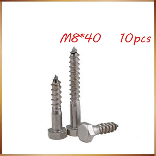 

Free shipping M8 Hexagon External Hex Head Self Tapping Wood Screws 304 Stainless Steel Wood Working Outdoor Repair Bolts