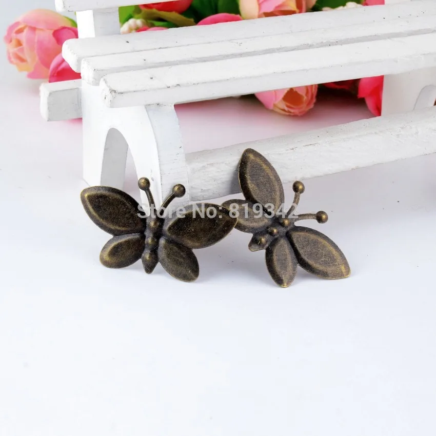 

Retail 10Pcs Bronze Tone Filigree Wraps Butterfly Connectors Metal Crafts Gift Decoration DIY Findings 34x20mm