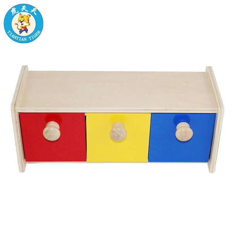 

Montessori Baby Kids Preschool Educational Wooden Toys Box With Bins Infant Toddler And Object Permanence Box w/ Drawer