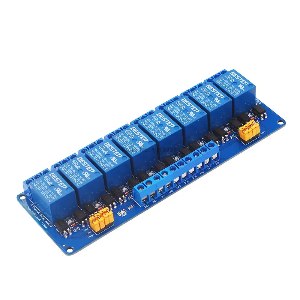 1PCS 12V 8 Channel Relay Module High and low Level Trigger 12V Relay Module