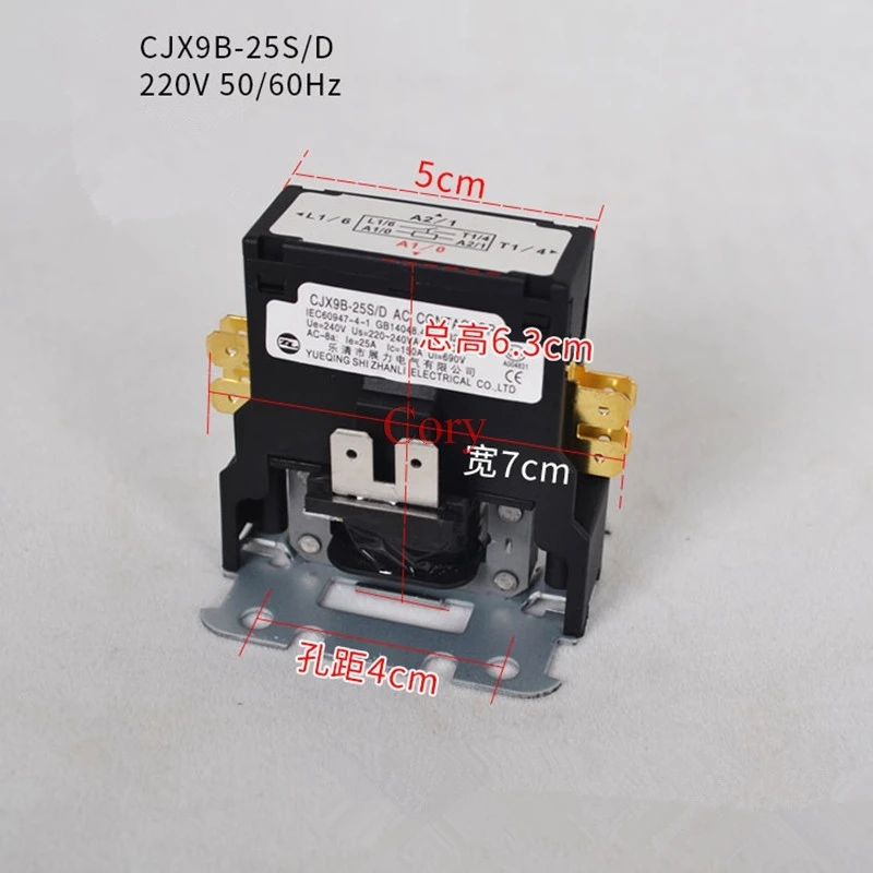 1Pc AC Contactor for air conditioning CJX9B-25S/CJX9-25 air conditioner cabinet external unit  1P/2P 220V 50/60Hz