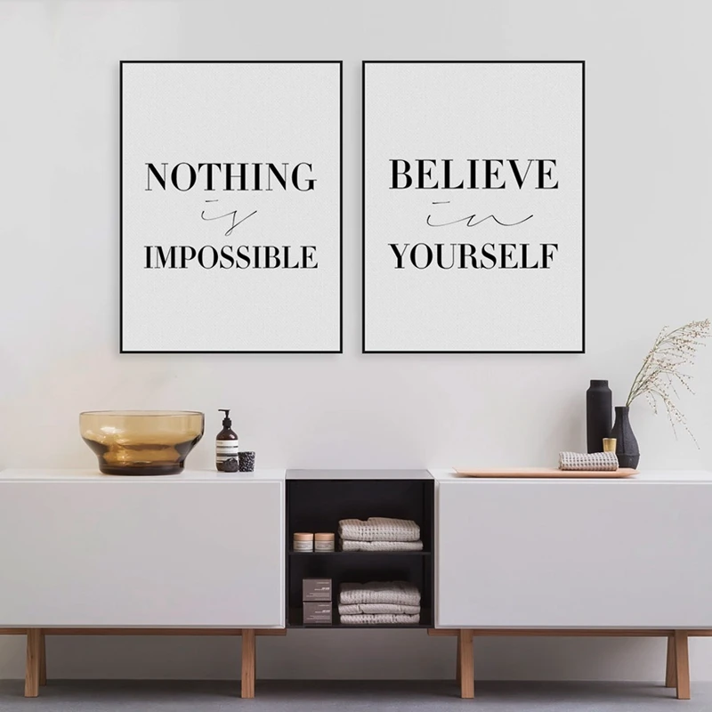 Inspirational Believe Quotes Wall Art Print Motivational Sayings Poster Canvas Painting Positive Decoration for Office Classroom