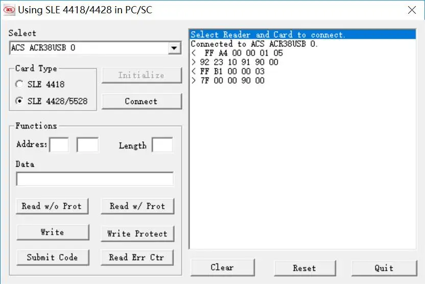 ACOS3 ACOS6 ACOS5 SLE4442 SLE4428 SLE5542 AT24C16 AC24C64 etc EEPROM Chip Card software for ACR38 Reader Writer send by email