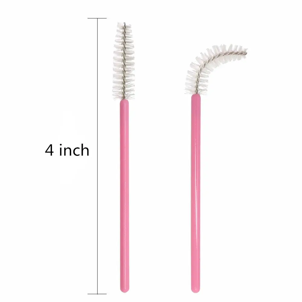 Brosse à sourcils et cils rose, peigne, baguettes de Mascara, outil d'extension de cils, beauté professionnelle, plastique et Nylon, 1000 pièces