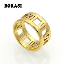 Fashion Roman Number Ring Punk Couple Rings Rose Gold Color Rings For Women Stainless Steel Ring Finn Jewelry Wholesale