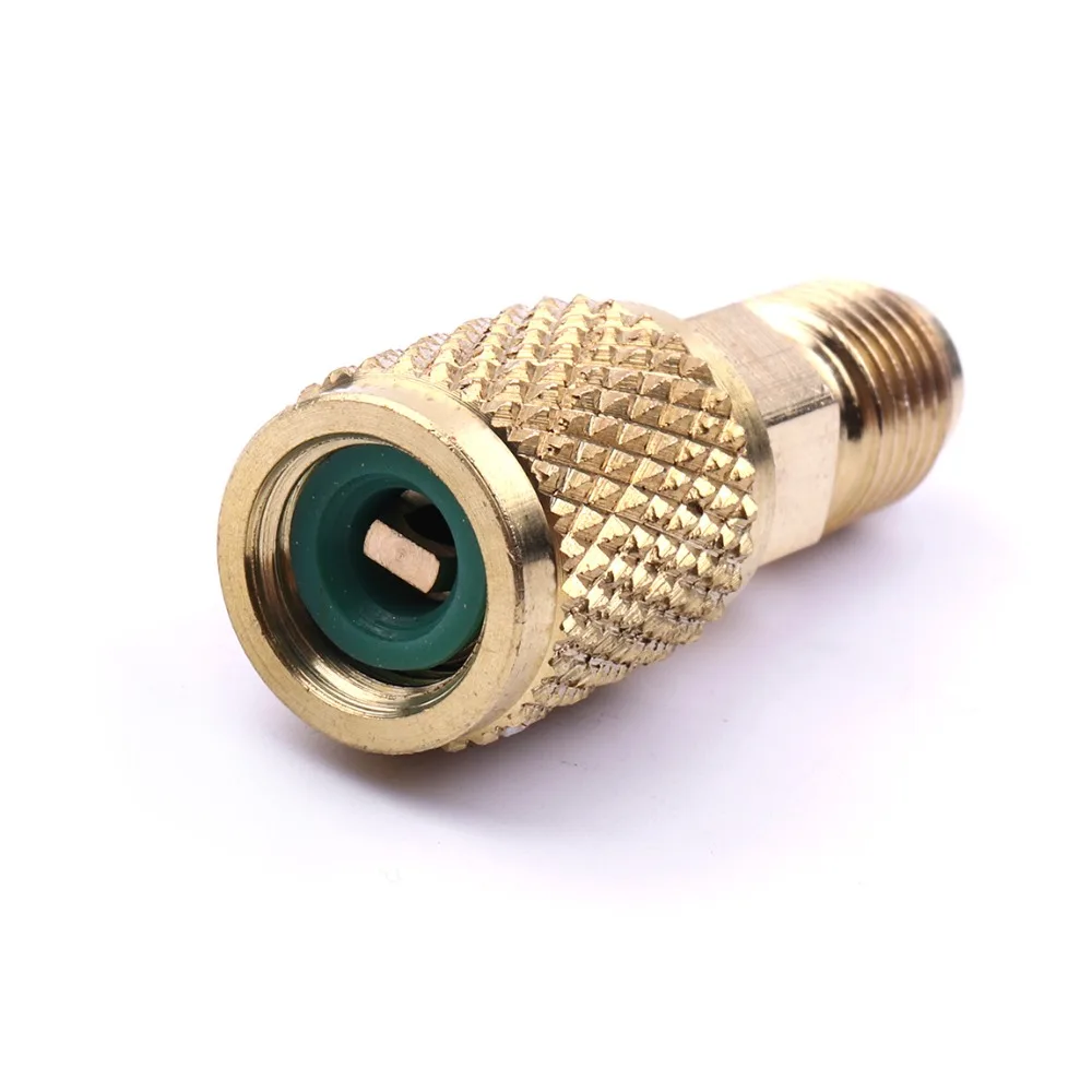 1PC Brass AC R12 R134a Adapter for Refrigeration Air Conditioner 1/4\'\' Male SAE to 1/4\'\' Female SAE Charging Hose Pump