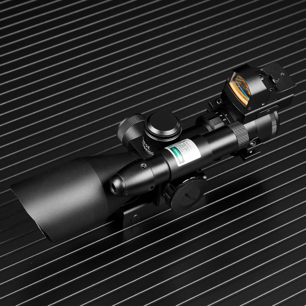 Imagem -06 - Tactical Rifle Scope Laser Verde Iluminado Airsoft Riflescope Sight Mais Holográfico Red Dot Sight Combinação Terno 2.510x40