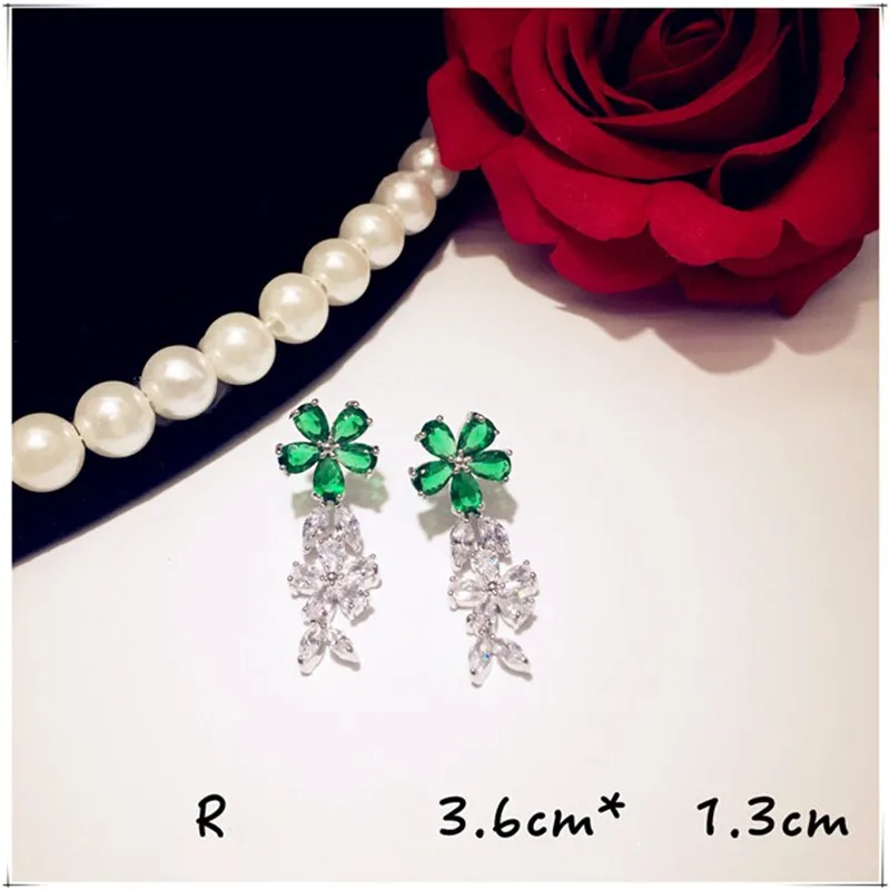 Drop Earrings For Women S925 Sterling Vintage Luxury Artificial Emerald Gemstone Temperament Cubic Zirconia Eardrop Fine Jewelry