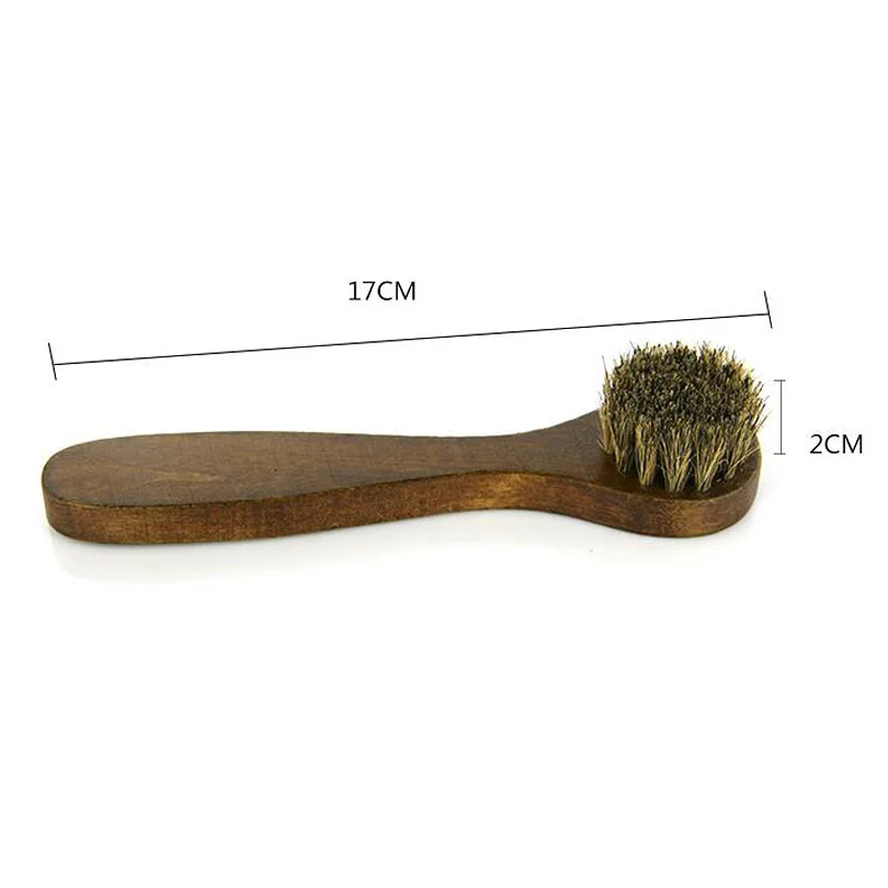 Wooden handle horse hair shoe brush, for matte leather suede turn the fur, in addition to dust, oil, polishing tools