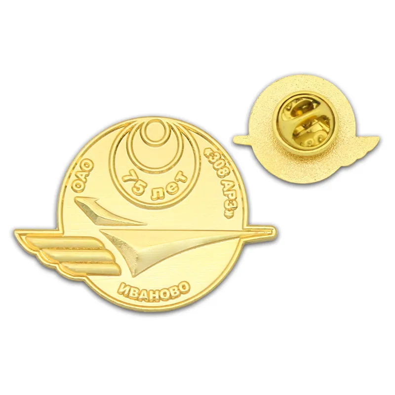 

Gram Custom Blank Badge Plated Metallic Gold Badge Back Butterfly Buckle