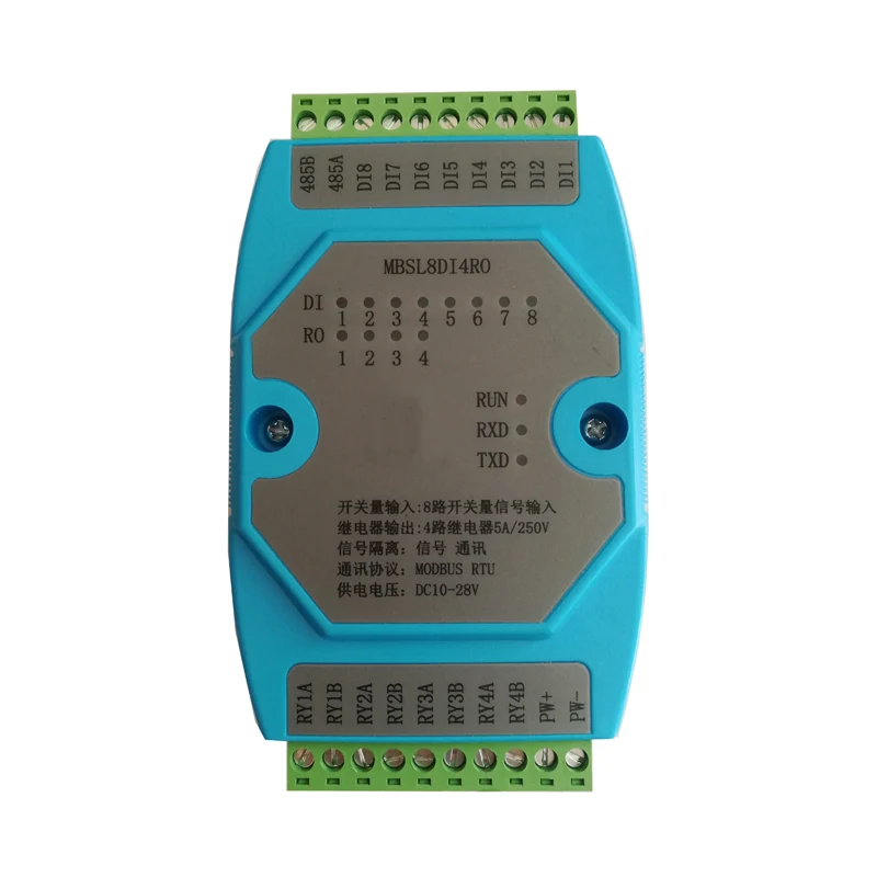 

8DI/4RO 8 channels digital input 4 channels Relay Output Remote IO acquisition module Modbus RTU communication RS485 isolated mo