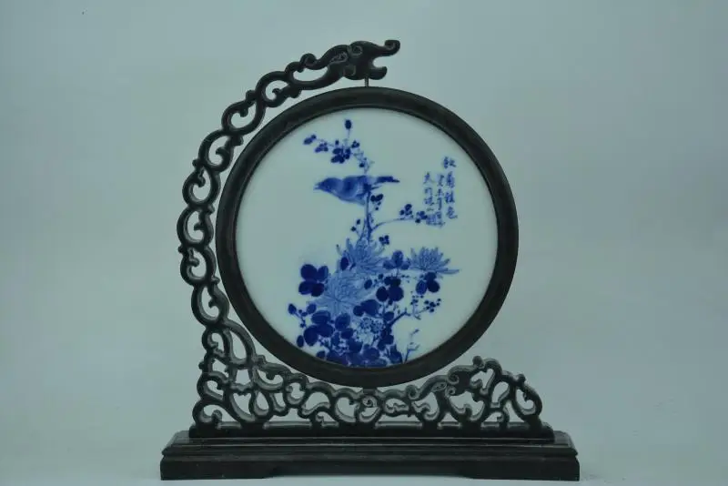 

Антикварная роспись старой китайской фарфоровой доски # 8, белый и синий, ручная роспись, украшение дома, коллекция и украшение