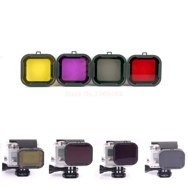 

4pcs color New Snap-on Diving Housing Macro Lens Glass Filter For HD Gopro Hero 3+ GO PRO