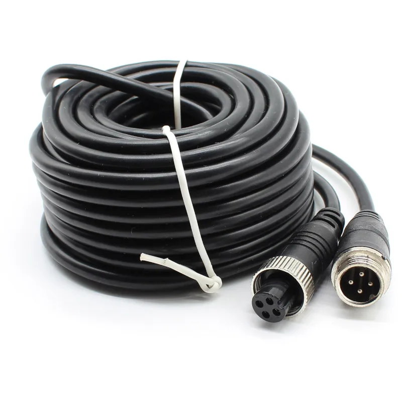 30FT 10M Car Video Extension Cable 4-Pin Aviation for CCTV Rearview Camera Truck Trailer Video cable