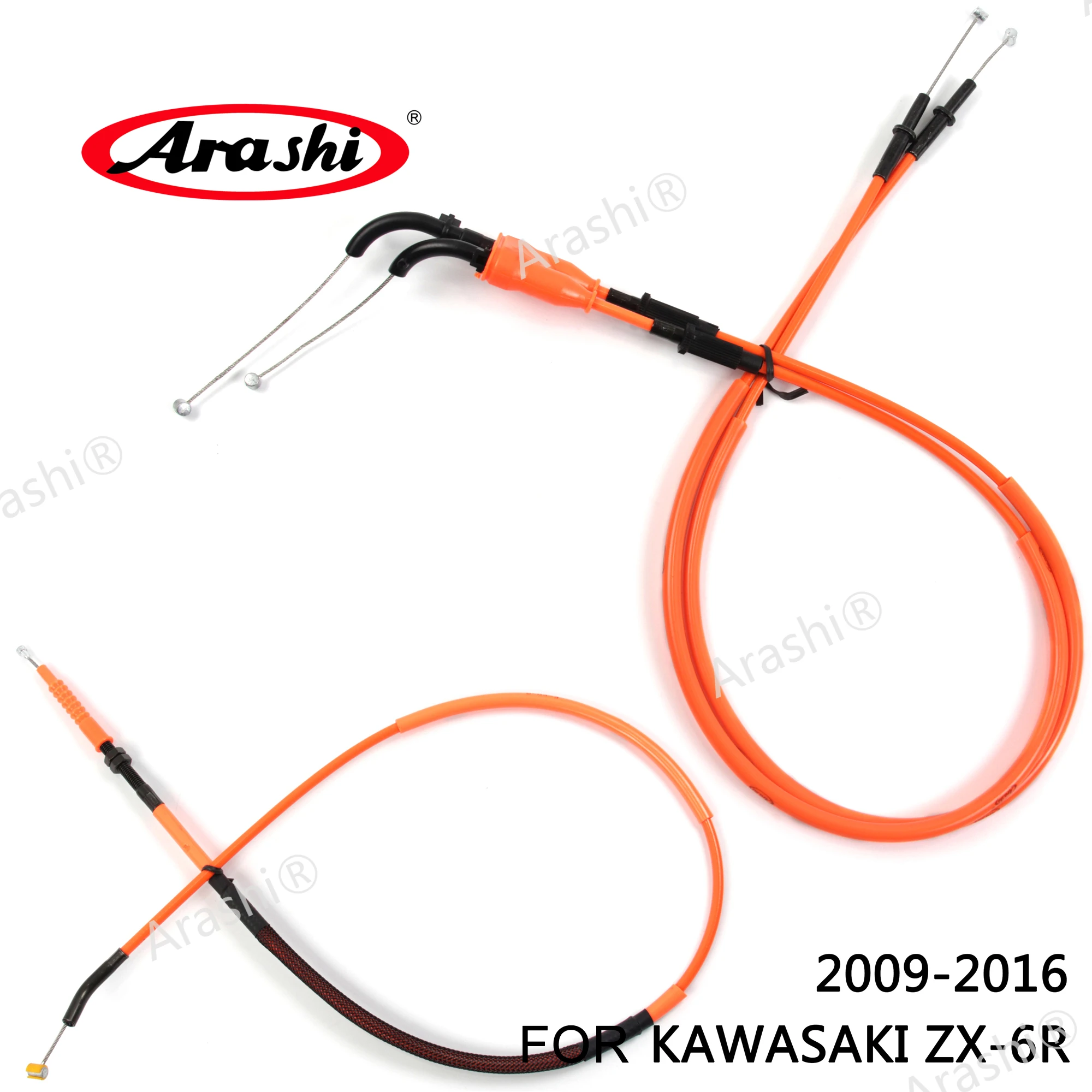 Arashi ZX6R Throttle Clutch Cables Stainless Lines For KAWASAKI ZX-6R 2009 2010 2011 2012 2013 2014 2015 2016 ZX 6R Ninja