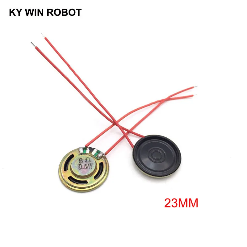 2pcs/lot New Ultra-thin Speaker 8 ohms 0.5 watt 0.5W 8R Speaker Diameter 23MM 2.3CM Thickness 5MM With Wire