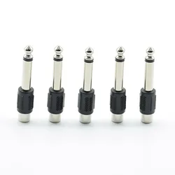 5pcs RCA/AV Female Jack to 6.35mm 1/4 Inch Male Mono Audio Adapters Connectors Plugs for DIY FM Microphone