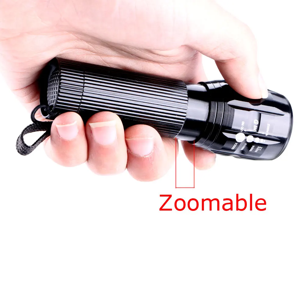 2000 Lumen LED Flashlight Torch Zoomable Handheld Flashlights Zoom Super Bright Lamp Light LED Flashlight 3 Modes