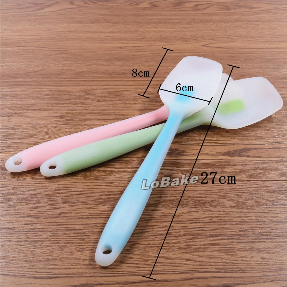 (3pcs/lot) 27cm Big flat-end T style semi-transparent silicone spatula kitchen spoon egg flour butter mixing stir tools pastry