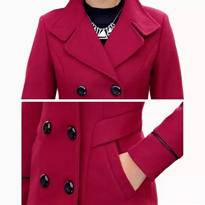 2021 Women Blends Woolens Overcoat Female Coat Autumn Winter Coats Jackets Women Plus size Coat Women\'s Wool Coats Long Tops