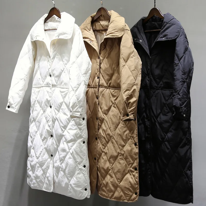 Sanishroly 2022 Autumn Winter Women Long Down Coat White Duck Down Jacket Female Ultra Light Down Coat Parkas Puffer Outwears