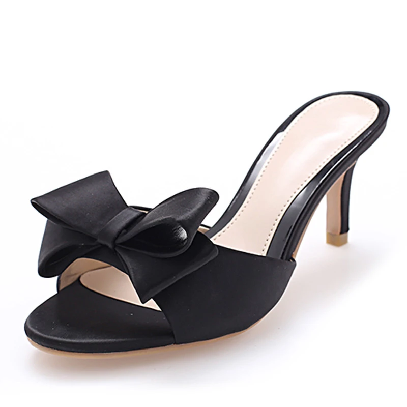 US4-9 New Real Leather Silk Shoes Womens Summer Low Heels Outdoor Slides OL Casual Slipper