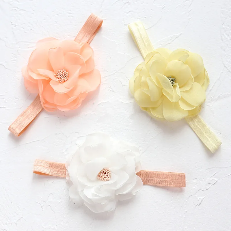 Boutique 15pcs Fashion Cute Flower Newborn Headbands Solid Big Floral Soft Hairbands Princess Photography Drops Hair Accessories