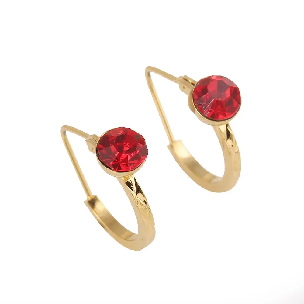 Ethiopian Small Red Stone Earrings for Girls Arab African Jewelry Gift Wholesale