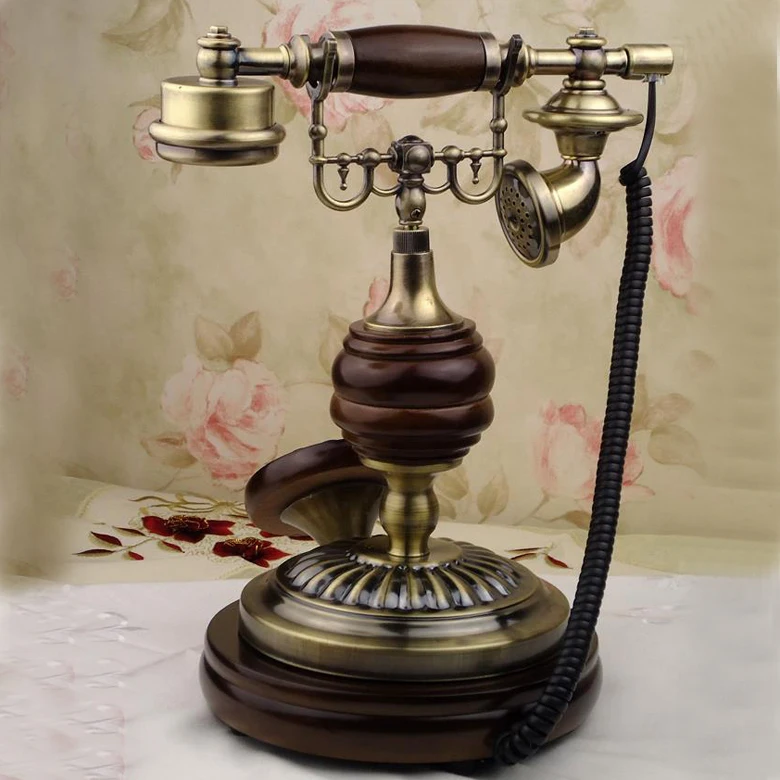 European Fashion Vintage fixed Telephone Dial ancient phone Antique Landline Phone For Office Home Hotel wood british antika