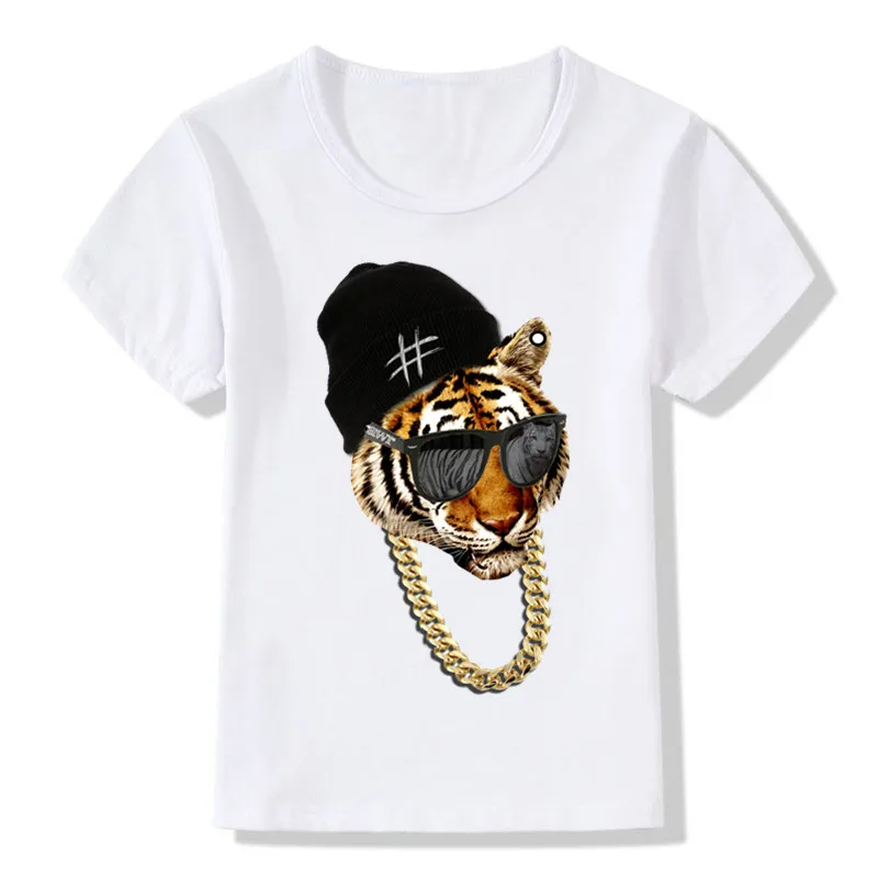 

2018 Children The King Tiger Head Tough Guy Print T shirt Kids Summer Tops Girls Boys T-shirt Baby Clothes,HKP477