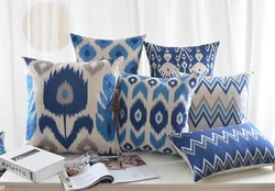 Europe geometric pillow  Blue abstract geometric cushion  Linen pillowcase sofa cushions home decorative Pillows