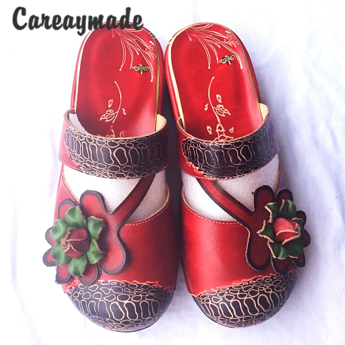 Careaymade-Folk style Head layer cowhide pure handmade Carved shoes, the retro art mori girl shoes,Women\'s casual SandalsAM019