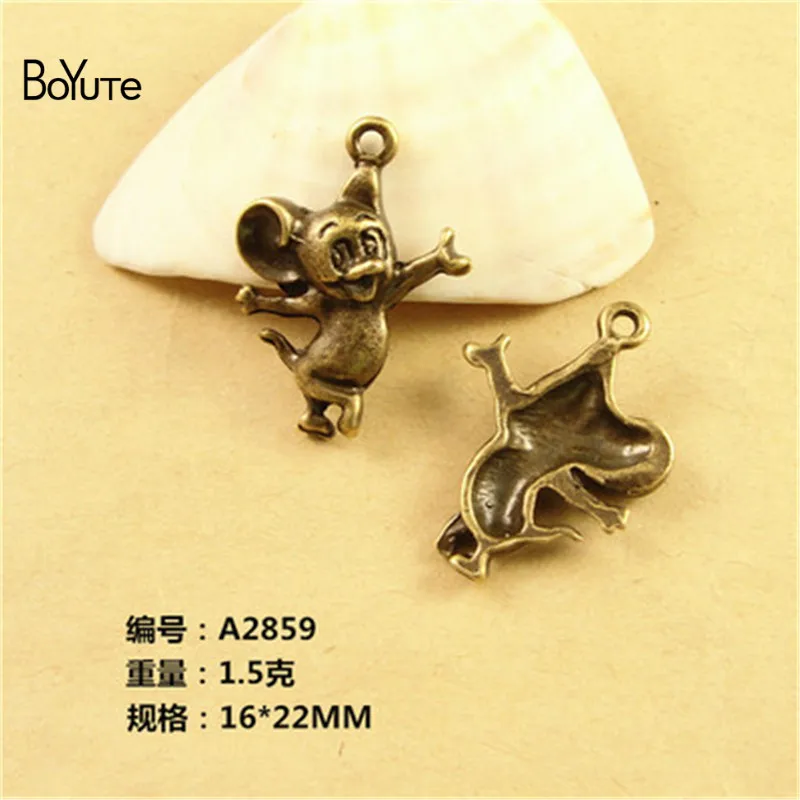 BoYuTe (100 Pieces/Lot) 16*22MM Fashion Mouse Charms Pendant Antique Bronze Plated Zinc Alloy Pendant Charms for Jewelry Making