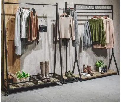 

Clothing store display rack. floor-to-floor. vintage iron clothing rack women's clothing store combination shelf island rack.