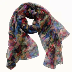 [BYSIFA] Colourful Silk Scarf Women Long Thin 100% Silk Long Scarf 170*105cm Elegant Oversized Size Brand Autumn Winter Scarves