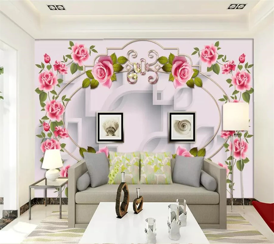 wellyu Custom wallpaper papel de parede Rose vine 3D three-dimensional diamond TV background wallpapers for living room