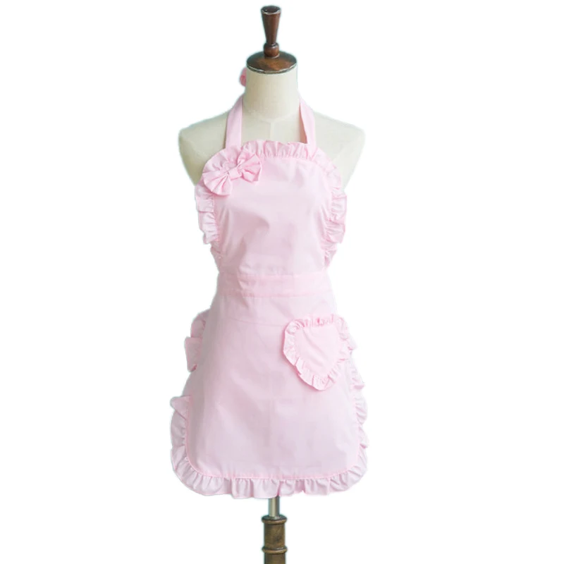 Pink Lolita Women Kitchen Cotton Apron Maid Ruffle Avental de Cozinha Divertido Tablier Cuisine Pinafore Baking Cooking Apron