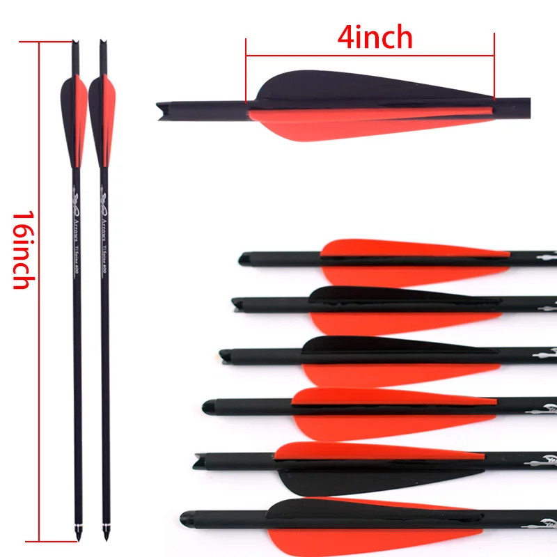 18Pcs ID7.6mm  Archery  Target Arrows Crossbow Carbon Arrow 16/20 Inches Spine 400 for Crossbow Archery Hunting Shoot