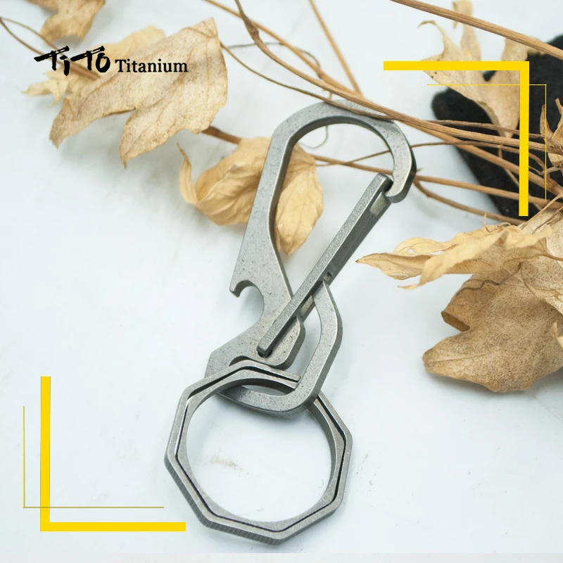 TiTo Titanium alloy out-of-shape EDC with bottle opener outdoors Key chain Hang Buckle Quickdraw Multi-Functional Key Ring