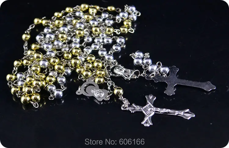 12x Rosary Beads INRI JESUS Cross Crucifix Pendant Necklace Catholic Fashion Religious jewelry Wholesale