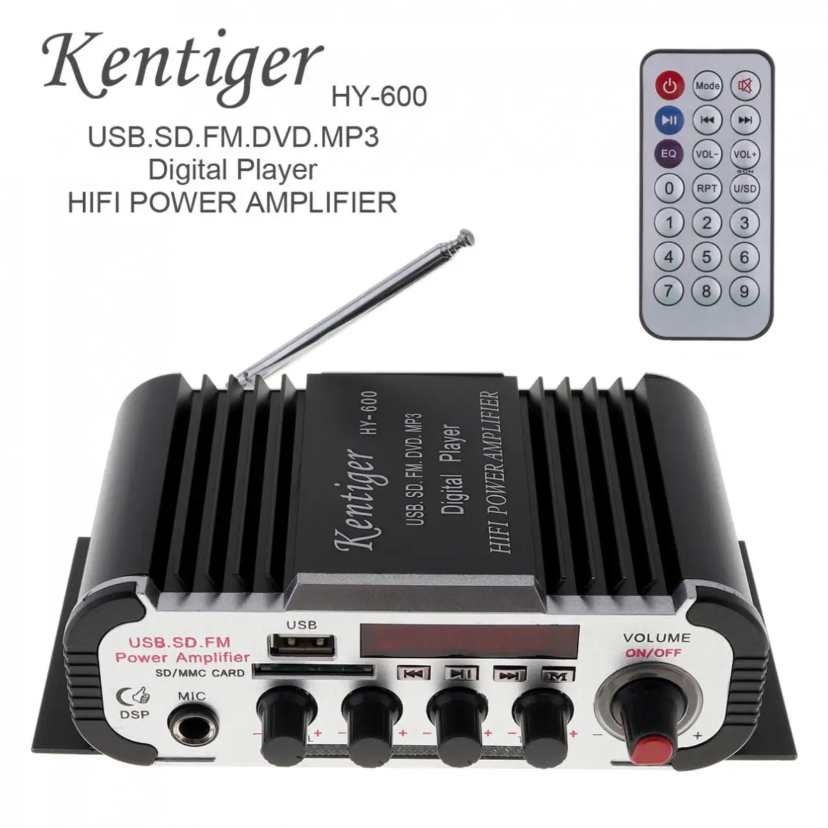 

Kentiger HY-600 2CH HI-FI Car Audio Power Amplifier FM Radio USB MP3 Stereo Digital Player Support U disk SD / MMC card