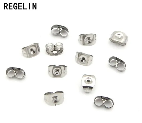 REGELIN stainless steel earring back stoppers wholesale 50pcs/lot 4.6*6mm DIY jewelry findings