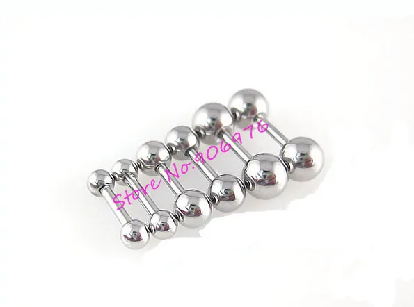 

Straight Barbell Tongue Bar Eyebrow Ring Tregus Surgical Steel Screw Fix Balls 16G Customized 200pcs/lot Wholesale Fancy