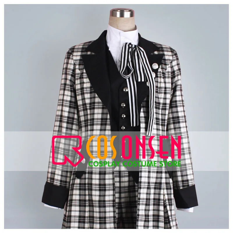 

COSPLAYONSEN Kuroshitsuji Black Butler Book of Murder Ciel Phantomhive Cosplay Costume Black White Lattice Design Any Size