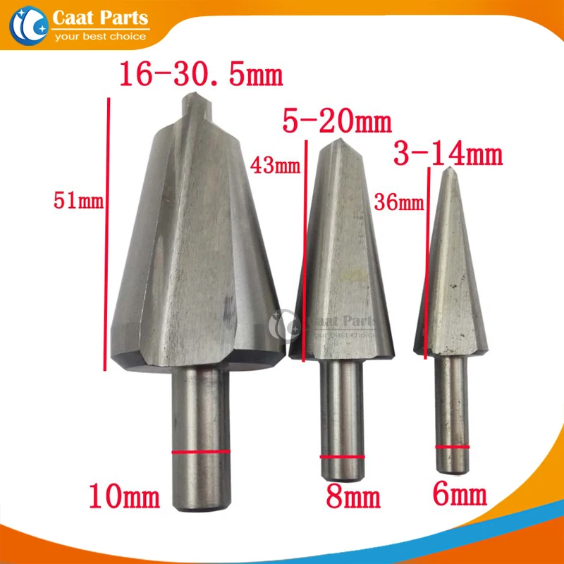 3PCS 16-30.5/5-20/ 3-14mm, Umbrella Chamfer Drill Step Drill Bit Steel PV Wooden Thin Iron Plate Hole Cutter Chamfering Reamer